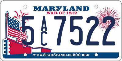 MD license plate 5AC7522