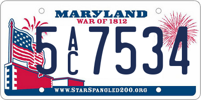 MD license plate 5AC7534
