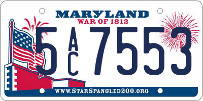 MD license plate 5AC7553