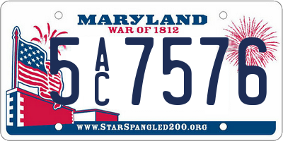 MD license plate 5AC7576