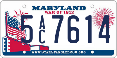 MD license plate 5AC7614