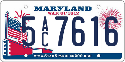 MD license plate 5AC7616