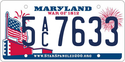MD license plate 5AC7633