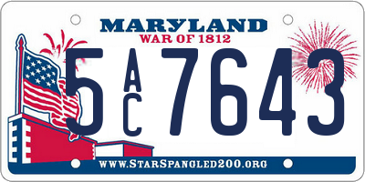 MD license plate 5AC7643