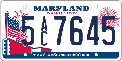 MD license plate 5AC7645