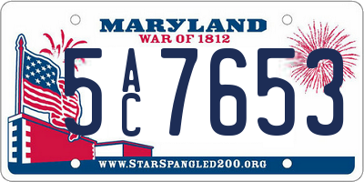 MD license plate 5AC7653