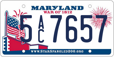 MD license plate 5AC7657