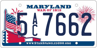 MD license plate 5AC7662