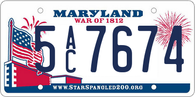 MD license plate 5AC7674