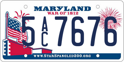 MD license plate 5AC7676