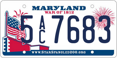 MD license plate 5AC7683