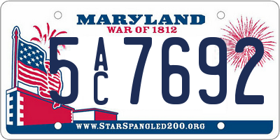 MD license plate 5AC7692