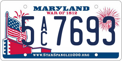 MD license plate 5AC7693