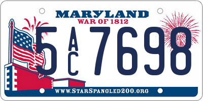 MD license plate 5AC7698