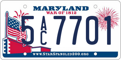 MD license plate 5AC7701