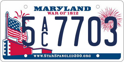 MD license plate 5AC7703