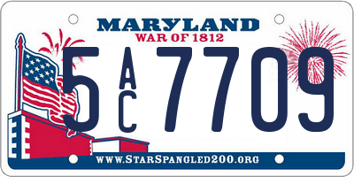 MD license plate 5AC7709