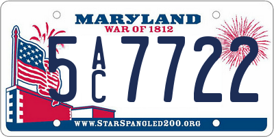 MD license plate 5AC7722