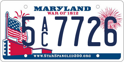 MD license plate 5AC7726