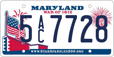 MD license plate 5AC7728
