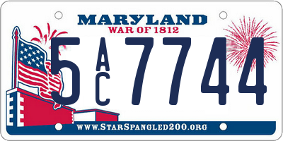 MD license plate 5AC7744