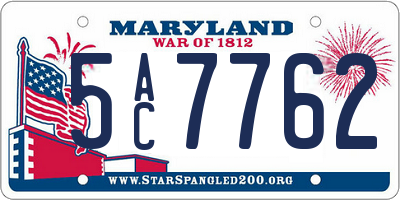 MD license plate 5AC7762