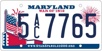 MD license plate 5AC7765