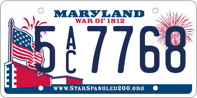 MD license plate 5AC7768