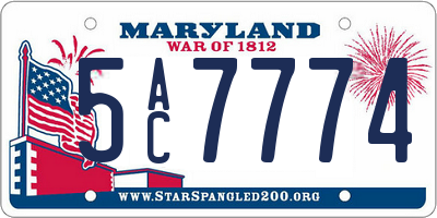 MD license plate 5AC7774