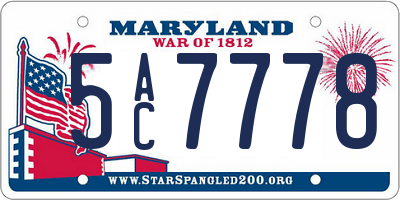 MD license plate 5AC7778