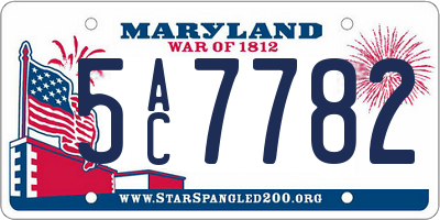 MD license plate 5AC7782