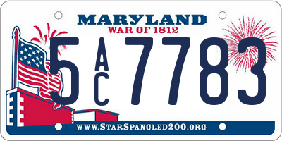 MD license plate 5AC7783