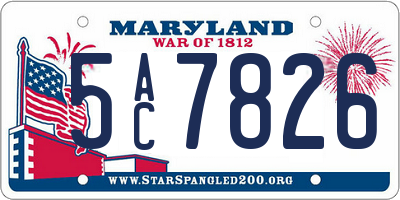 MD license plate 5AC7826