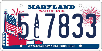 MD license plate 5AC7833