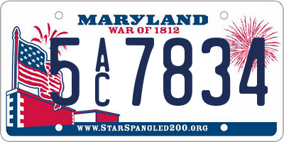 MD license plate 5AC7834