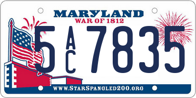 MD license plate 5AC7835