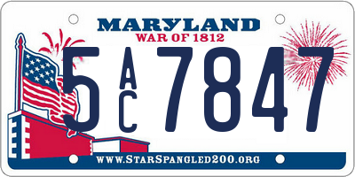 MD license plate 5AC7847