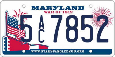 MD license plate 5AC7852