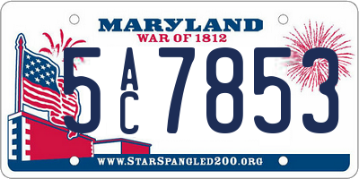 MD license plate 5AC7853