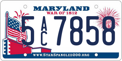 MD license plate 5AC7858