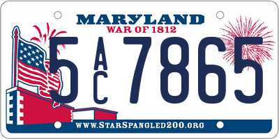 MD license plate 5AC7865