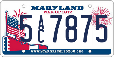 MD license plate 5AC7875