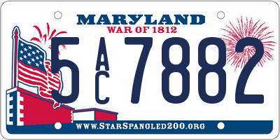 MD license plate 5AC7882