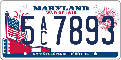 MD license plate 5AC7893