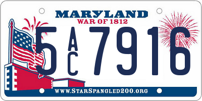 MD license plate 5AC7916