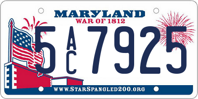 MD license plate 5AC7925