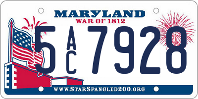 MD license plate 5AC7928