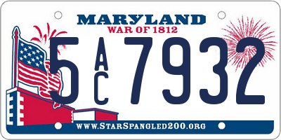 MD license plate 5AC7932