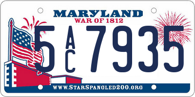 MD license plate 5AC7935