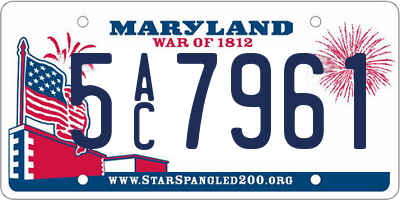 MD license plate 5AC7961